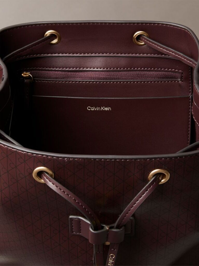 Red Allover Monogram Logo Backpack  Women