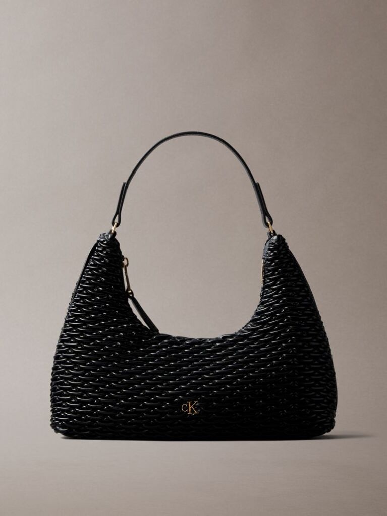 Black Soft Pleated Shoulder Bag  Women