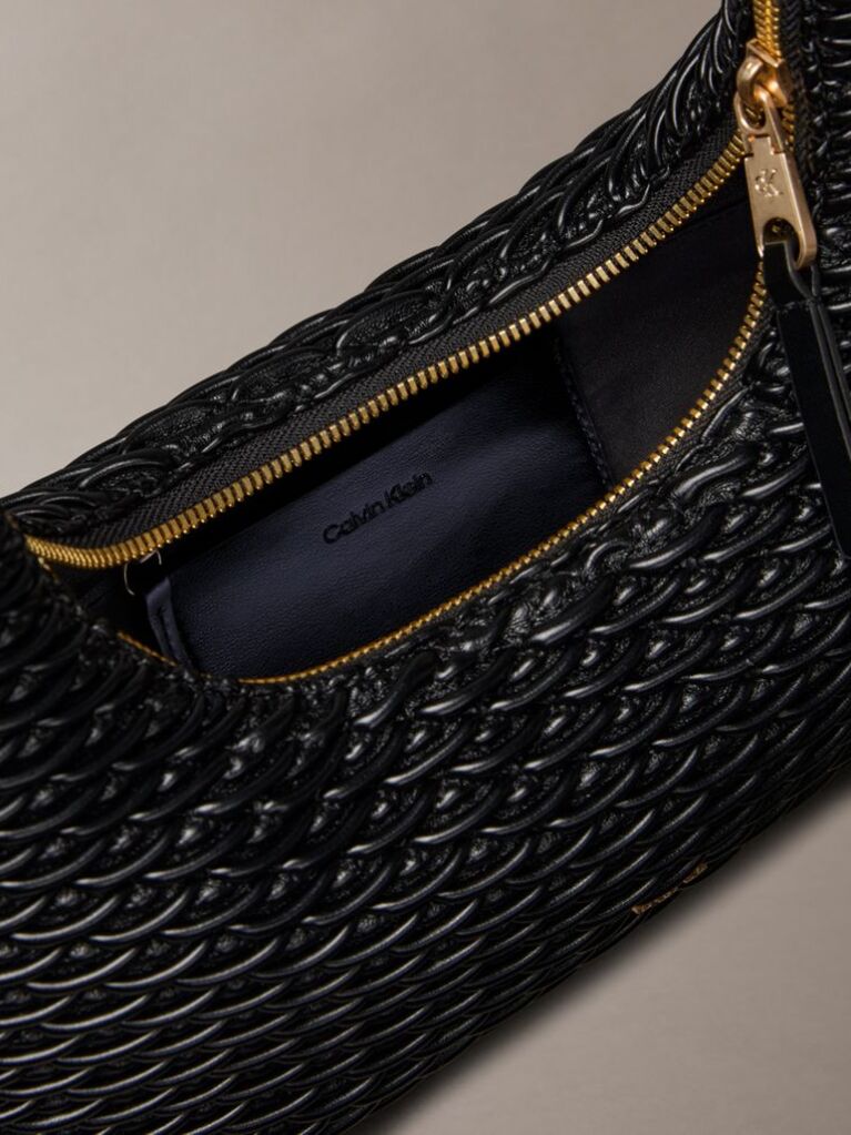 Black Soft Pleated Shoulder Bag  Women