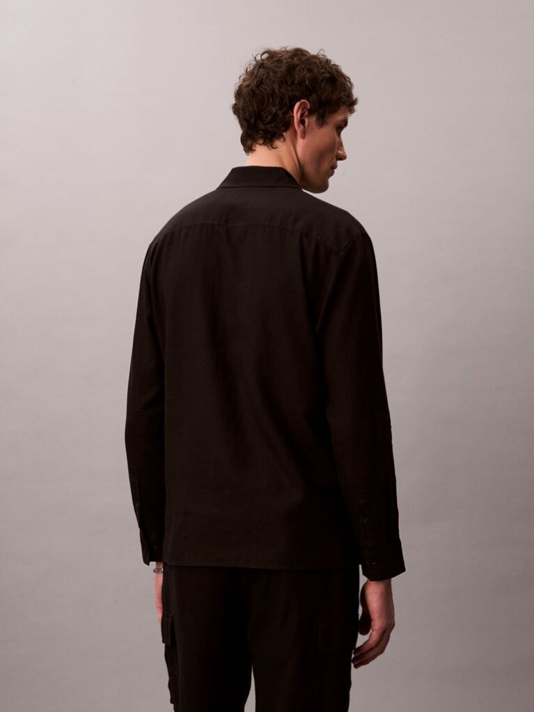 Black Linen Blend Shirt  Men