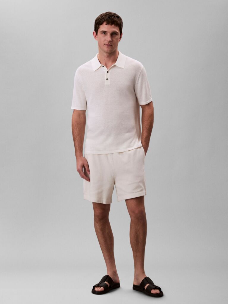 White Waffle Shorts  Men