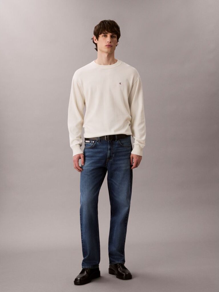 White Cotton Jumper  Men