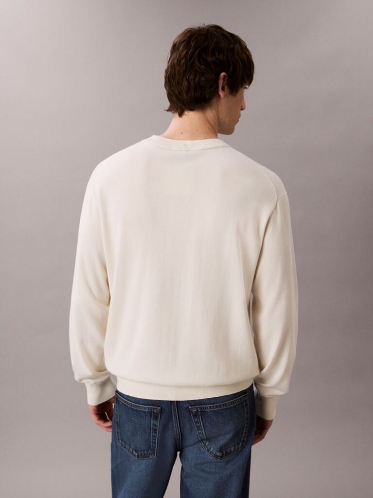 White Cotton Jumper  Men