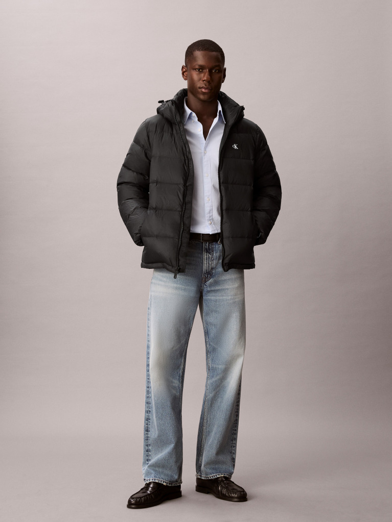 Black Hooded Down Puffer Jacket  Men