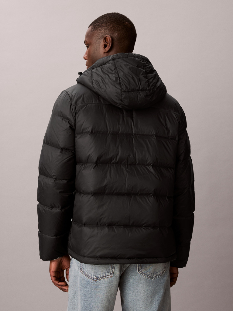 Black Hooded Down Puffer Jacket  Men
