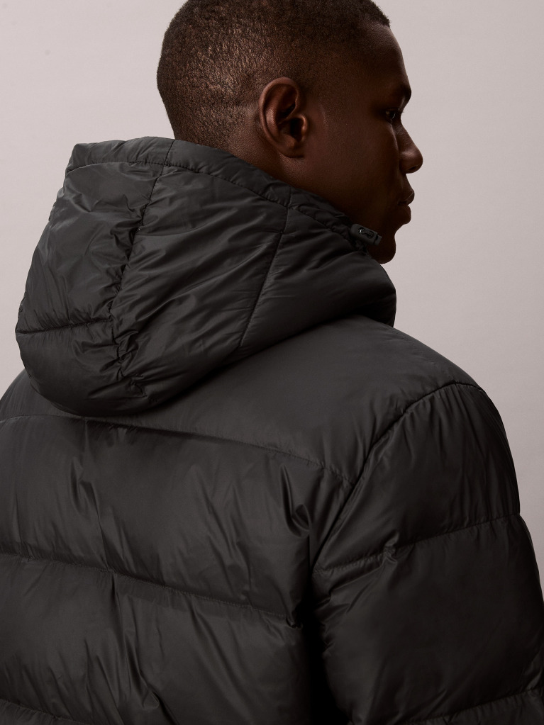 Black Hooded Down Puffer Jacket  Men