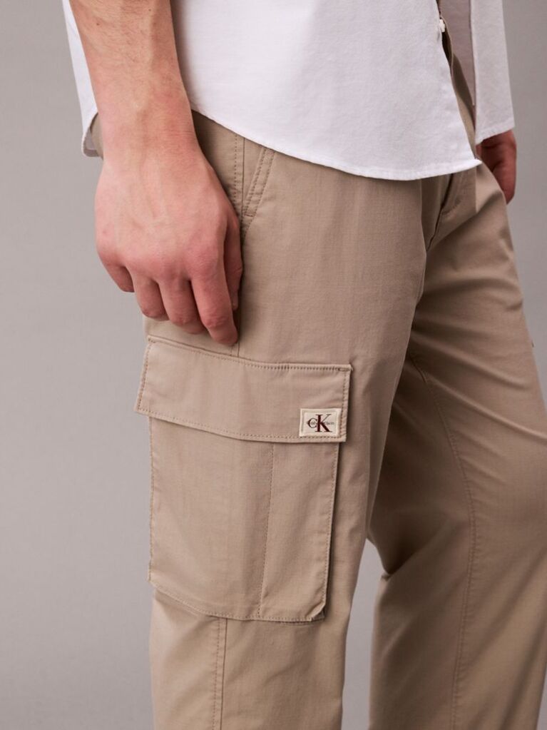 Khaki Skinny Ripstop Cargo Pants  Men