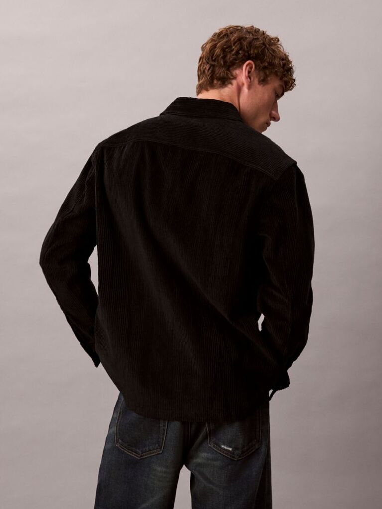 Black Corduroy Relaxed Button-Down Shirt  Men