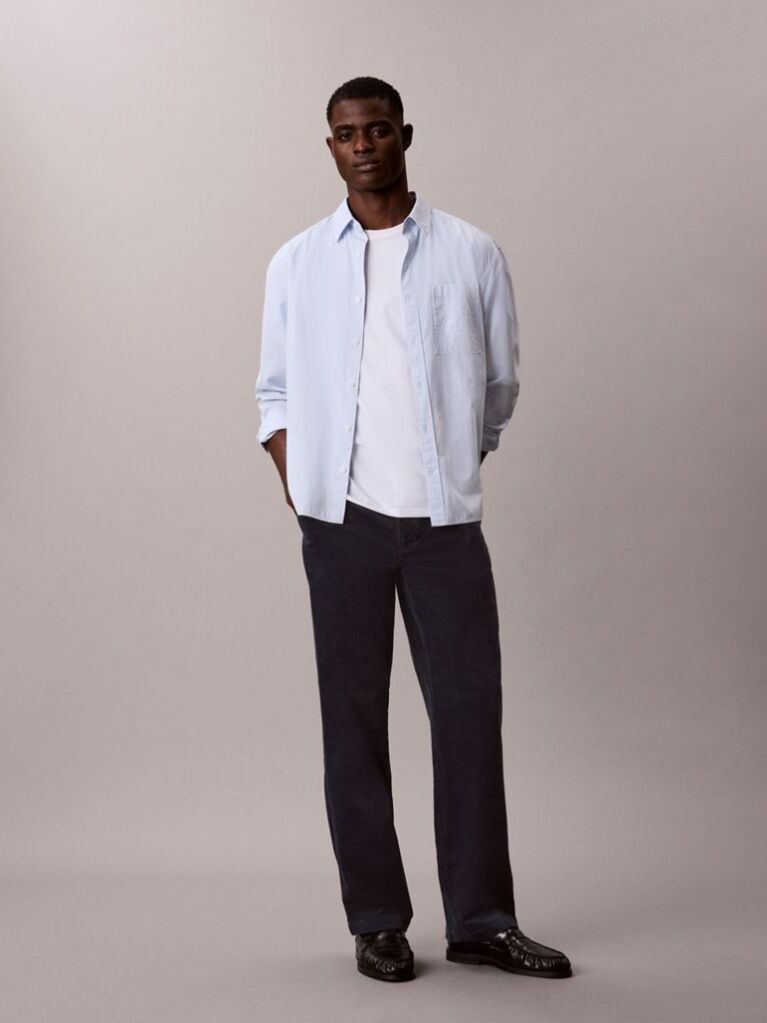 Blue 90s Straight Corduroy Chino Pants  Men