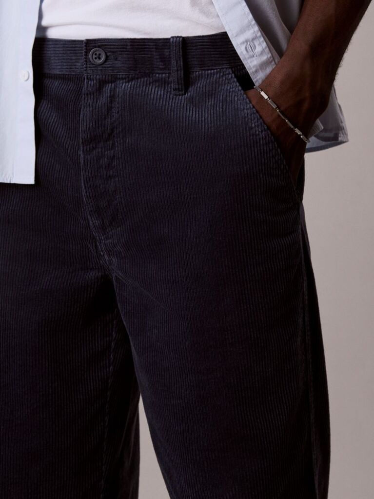 Blue 90s Straight Corduroy Chino Pants  Men