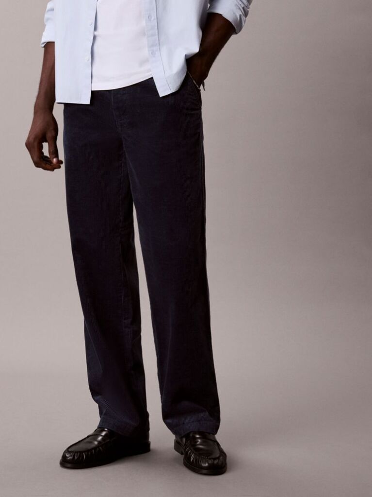 Blue 90s Straight Corduroy Chino Pants  Men