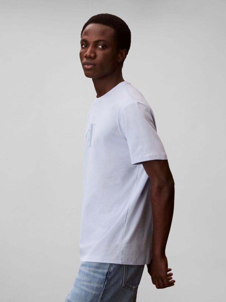Μπλε Κοντομάνικο T-shirt Με Distressed Monogram Graphic  Άνδρας