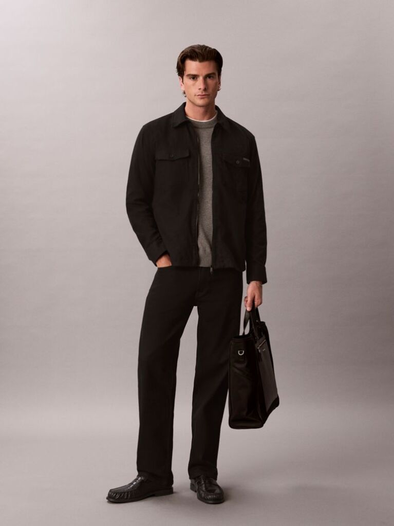 Black Flannel Shirt Jacket  Men
