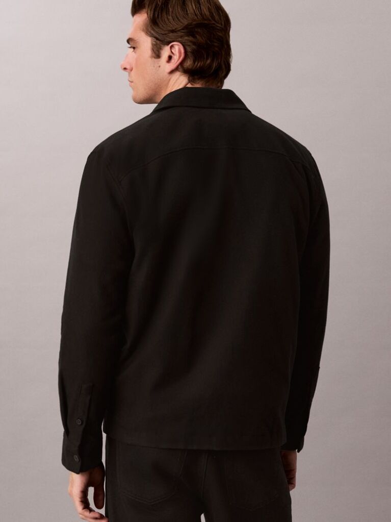 Black Flannel Shirt Jacket  Men