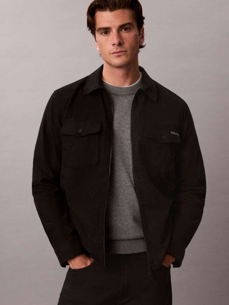 Black Flannel Shirt Jacket  Men