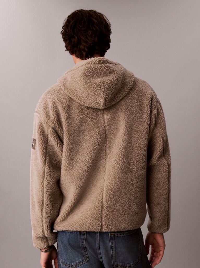 Brown Relaxed Sherpa Hoodie  Men