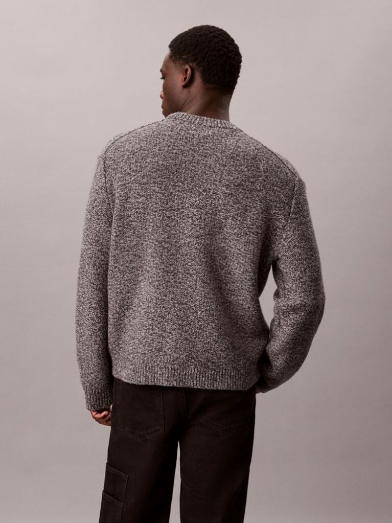 Grey Pure Wool Monogram Jumper  Men