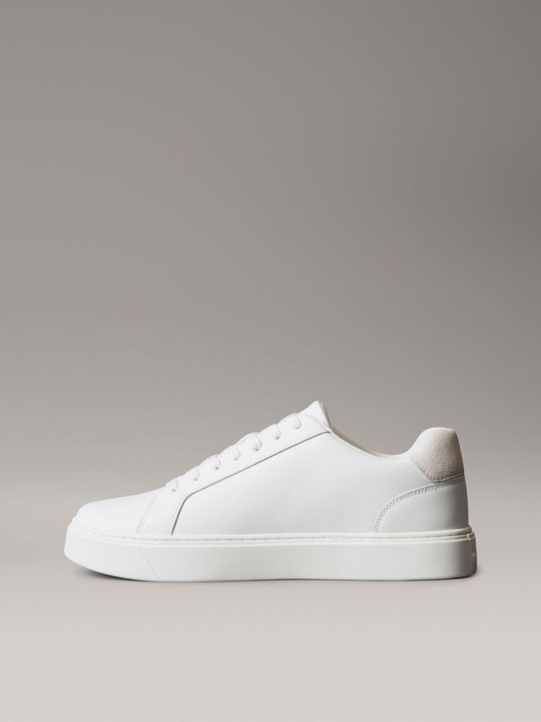 Λευκό Δερμάτινα Sneakers Με Signature Λογότυπο  Άνδρας