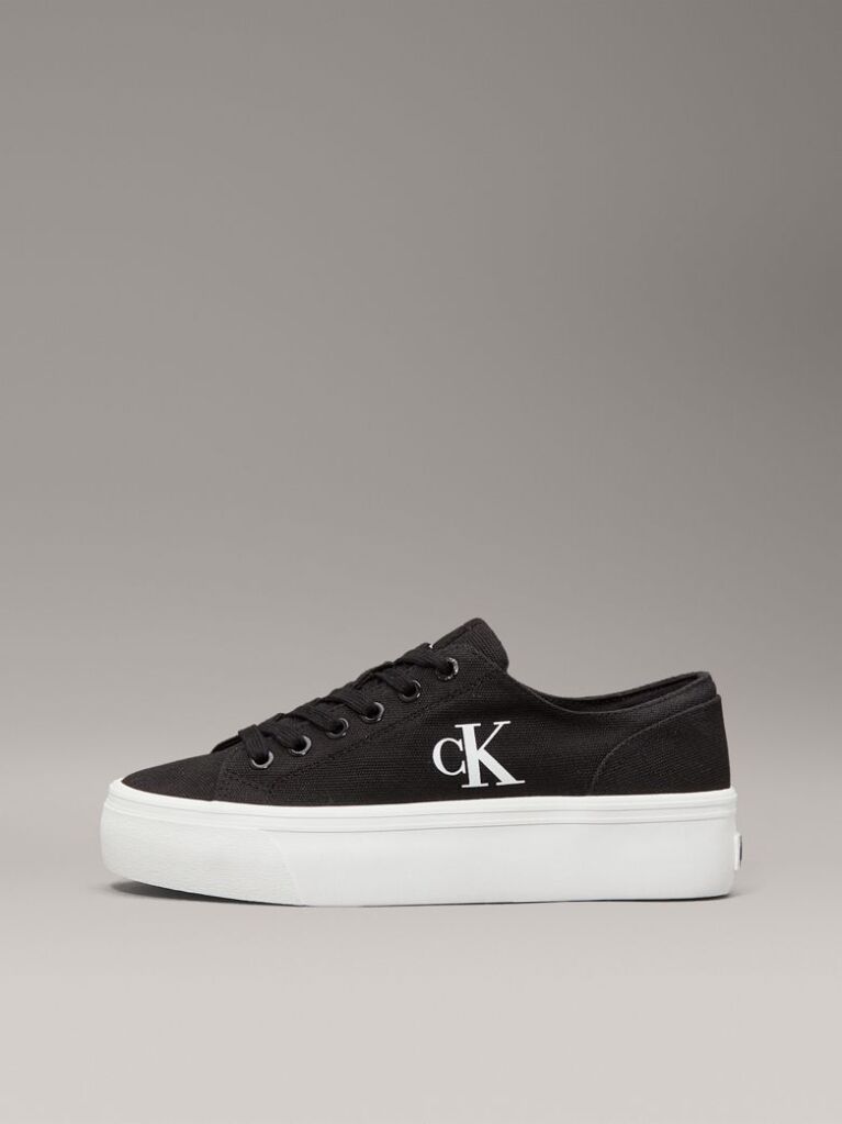 Black Canvas Platform Sneakers  Women